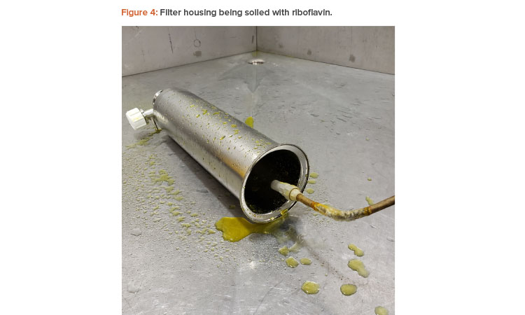 Figure 4: Filter housing being soiled with riboflavin.