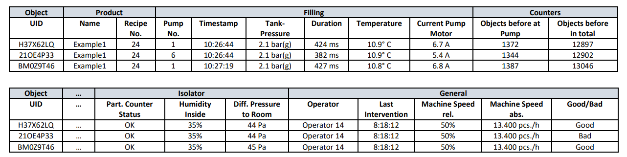 Table 4.7: Example Information Available for Each Unit using the UID Strategy